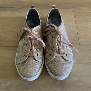 Girls pink glitter sneakers with star embellishment size 4